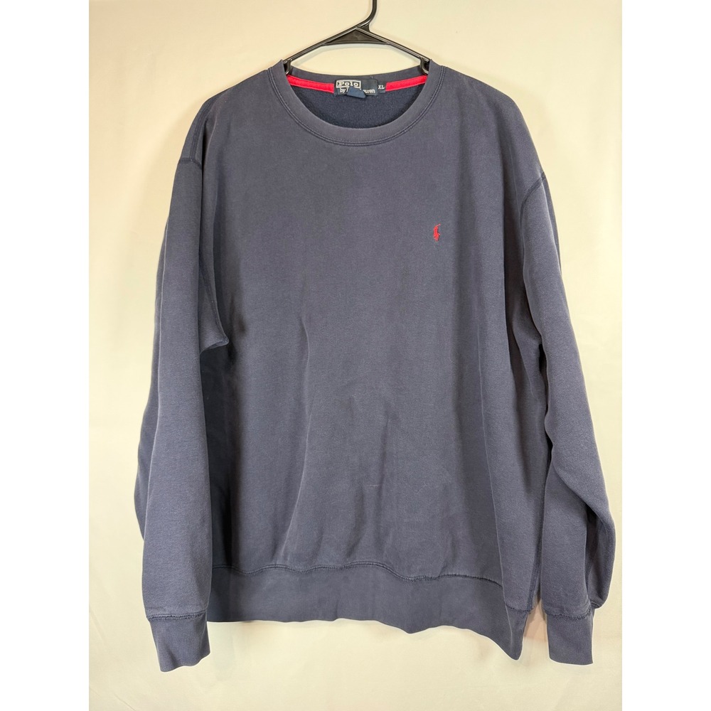 Polo Ralph Lauren Mens XL Navy Blue Crewneck Sweatshirt Red Pony Logo Pullover